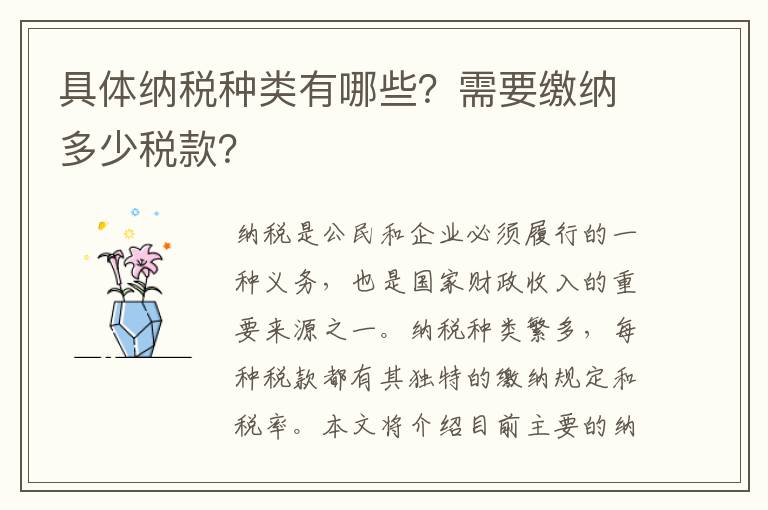 具體納稅種類有哪些？需要繳納多少稅款？
