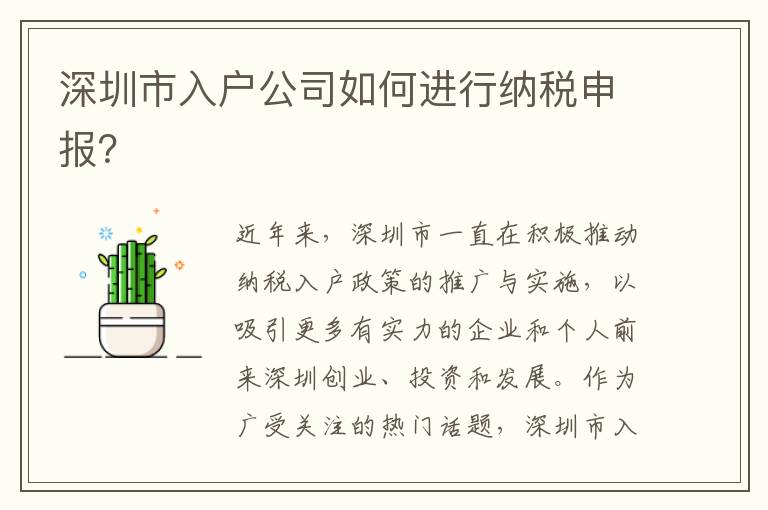 深圳市入戶公司如何進行納稅申報？